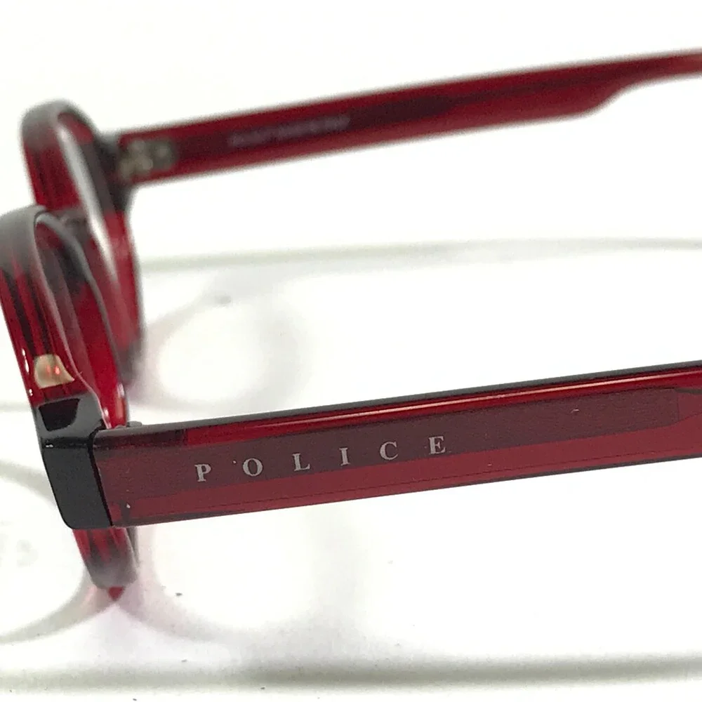 Police Eyeglasses Frames MOD.1234 COL. 848 Red Round Horn Rim Oval 46-20-125